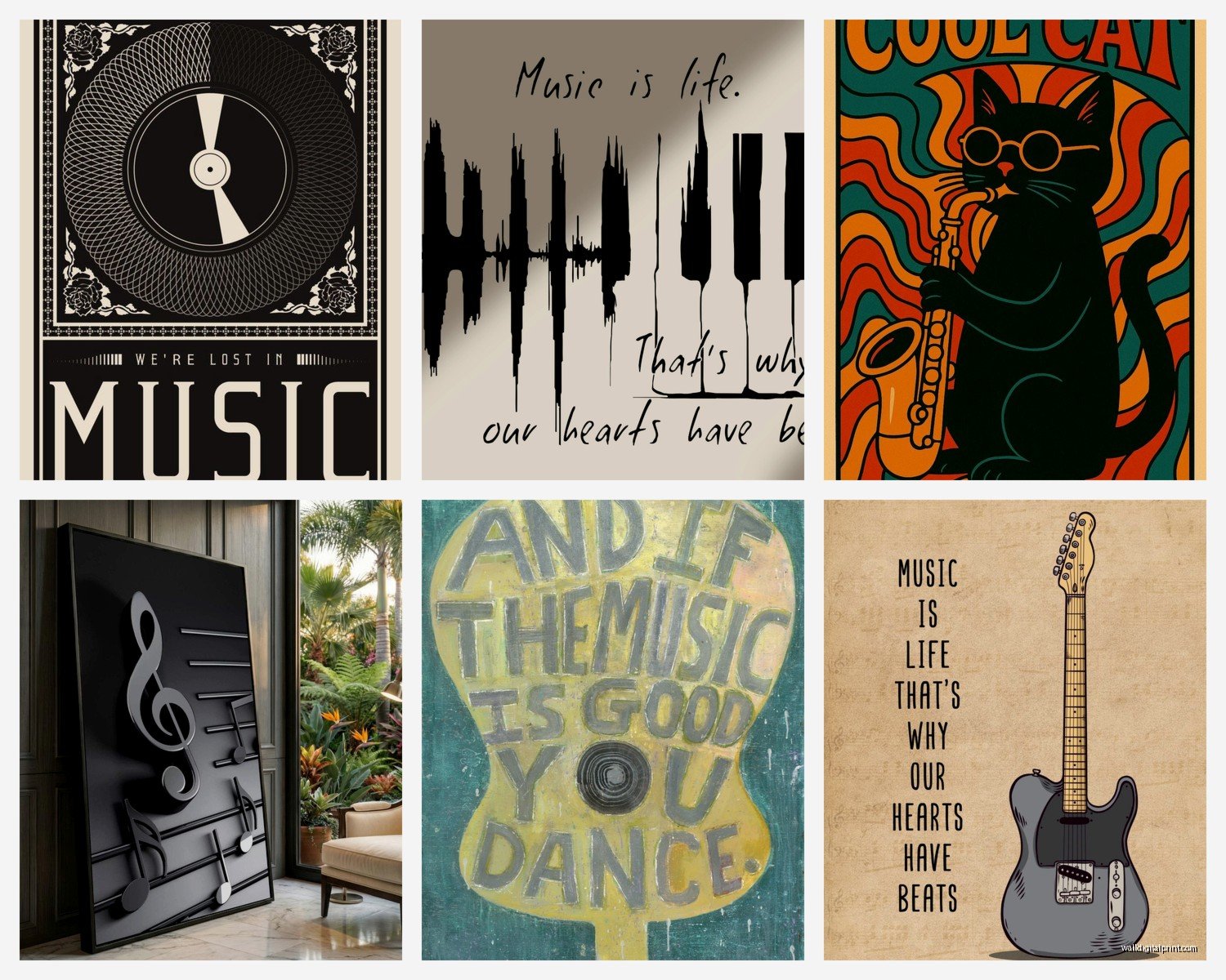 Music Room Wall Art: Musical Instruments & Notation Decor