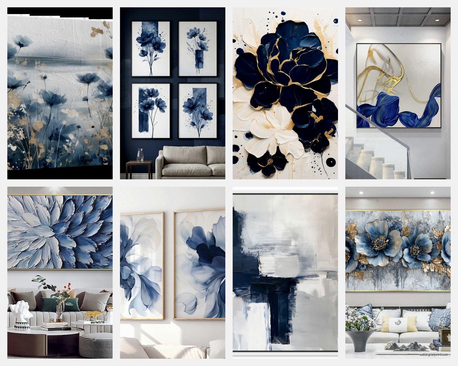 Navy Blue Wall Art for Living Room: Deep Blue Accent Pieces