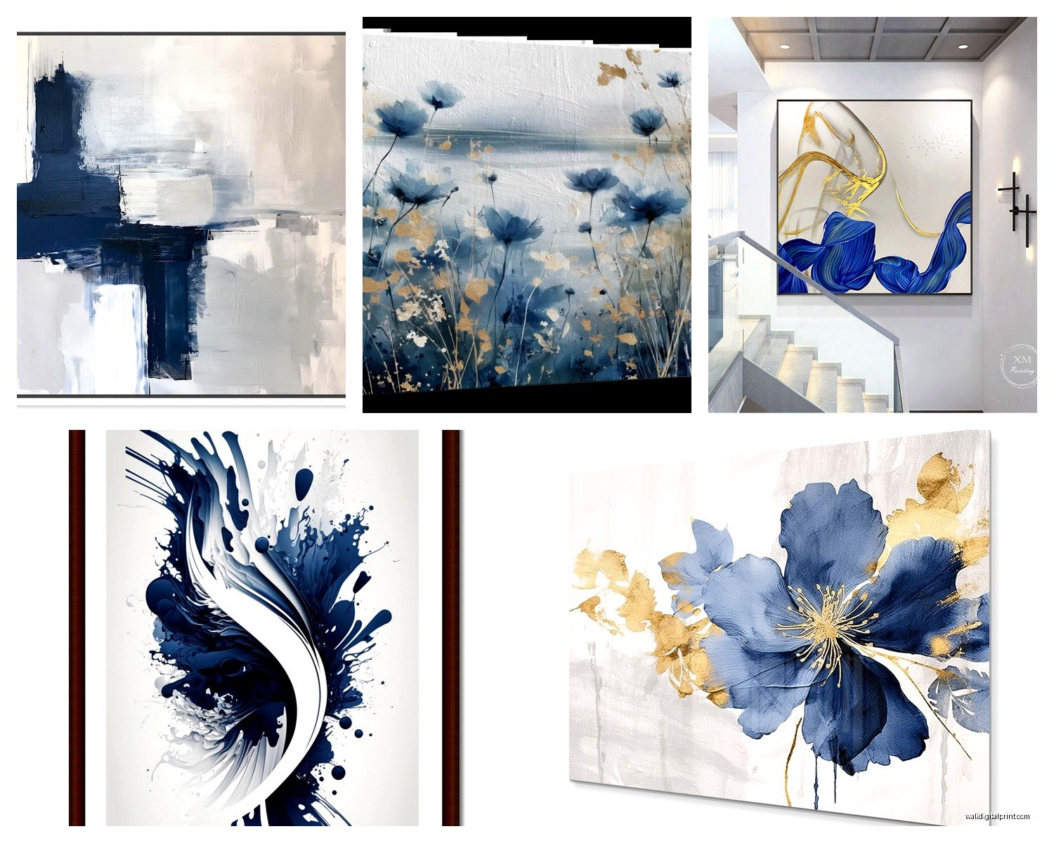 Navy Blue Wall Art for Living Room: Deep Blue Accent Pieces