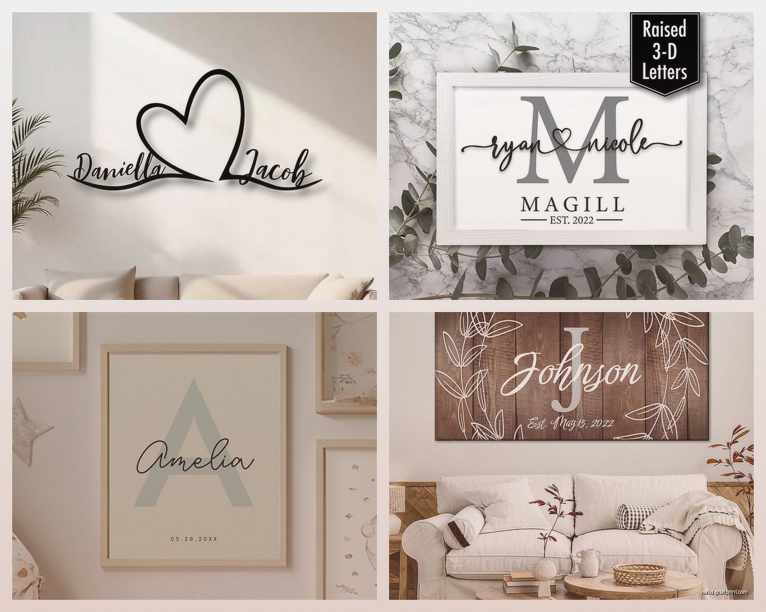 Personalized Wall Art with Names: Custom Family Text