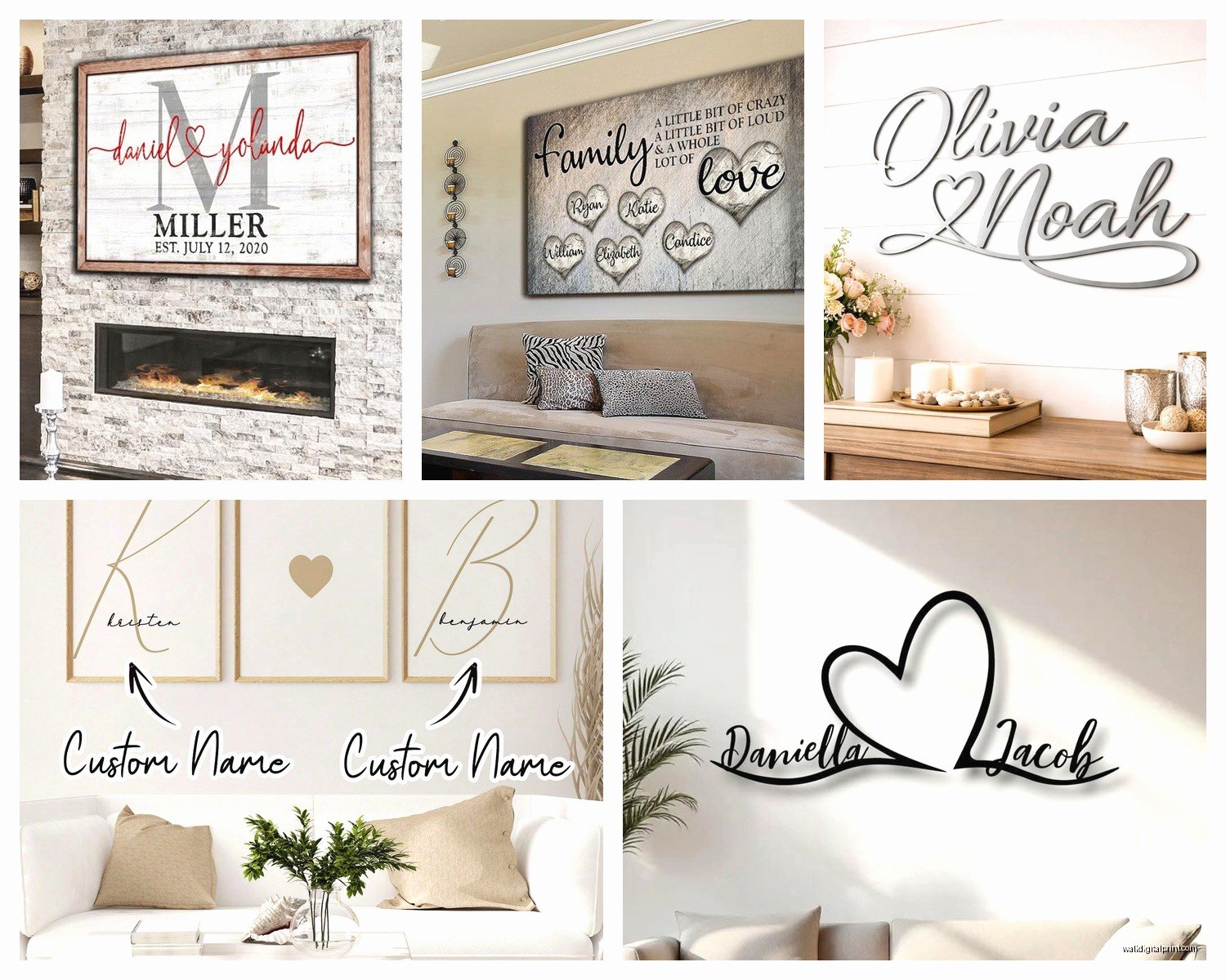 Personalized Wall Art with Names: Custom Family Text