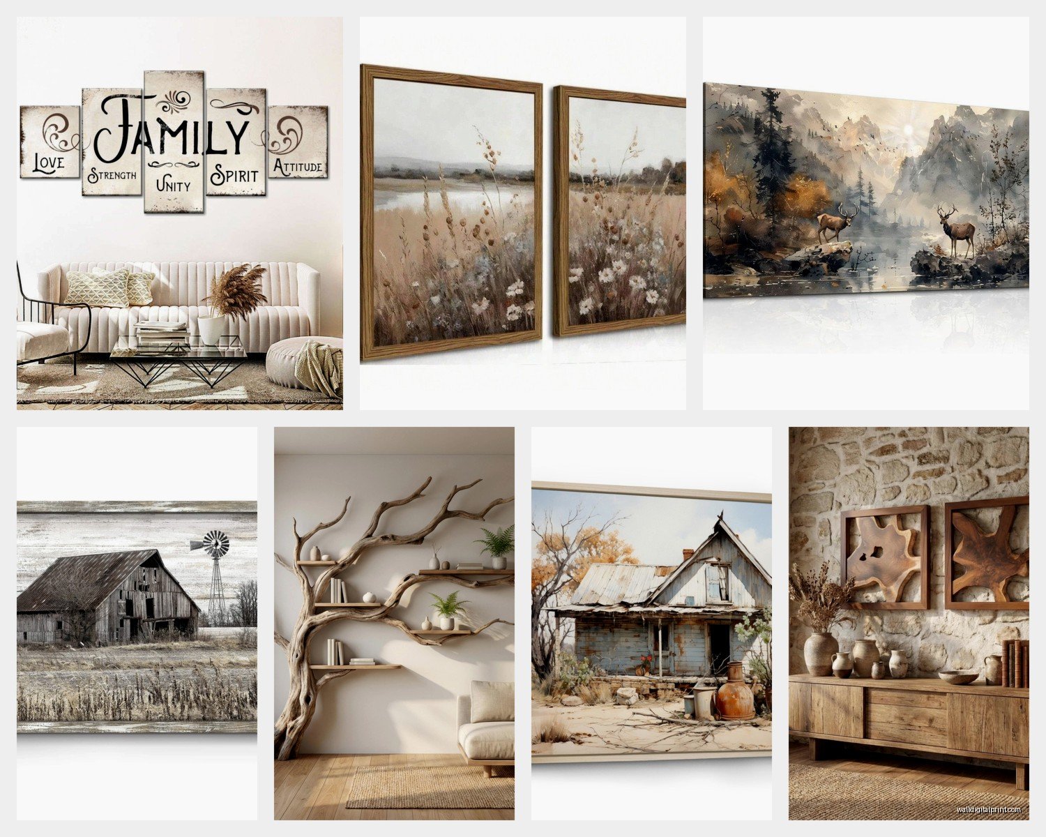 Rustic Wall Art for Living Room: Farmhouse Main Space Decor