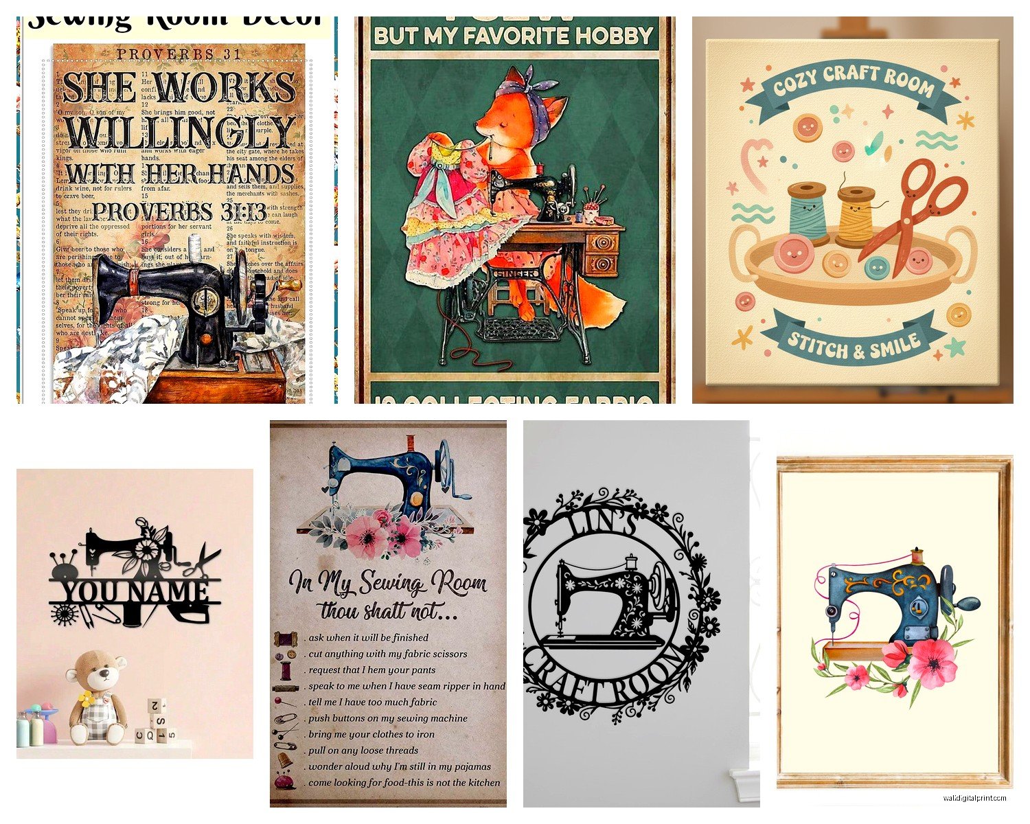 Sewing Room Wall Art: Craft Quilting Studio Decor