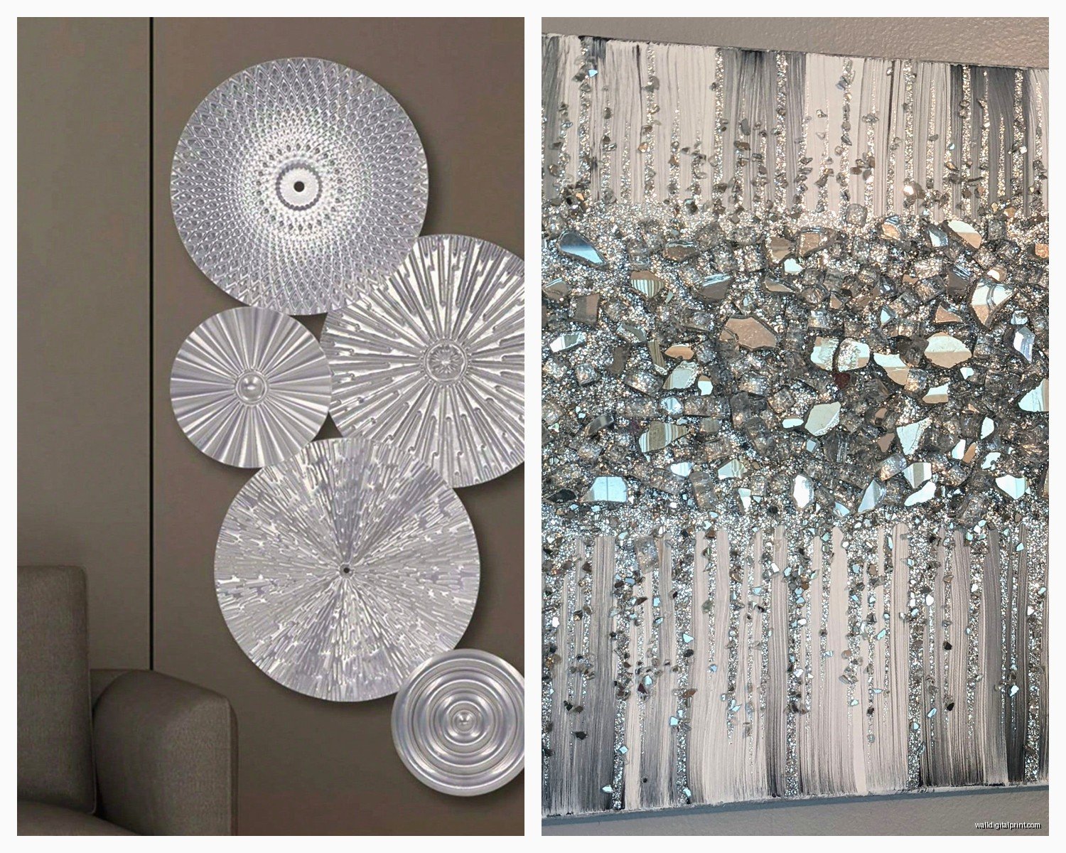 Silver Bathroom Wall Art: Metallic Bath Space Accents