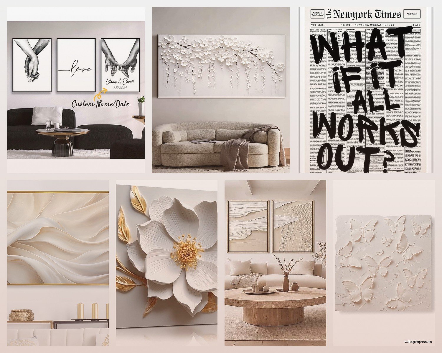 White Wall Art for Bedroom: Minimalist Neutral Decor