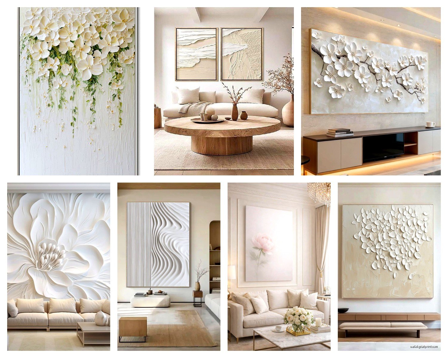 White Wall Art for Living Room: Clean Neutral Minimalism