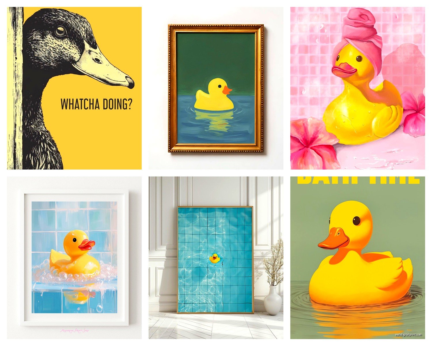 Yellow Bathroom Wall Art: Bright Cheerful Bath Decor