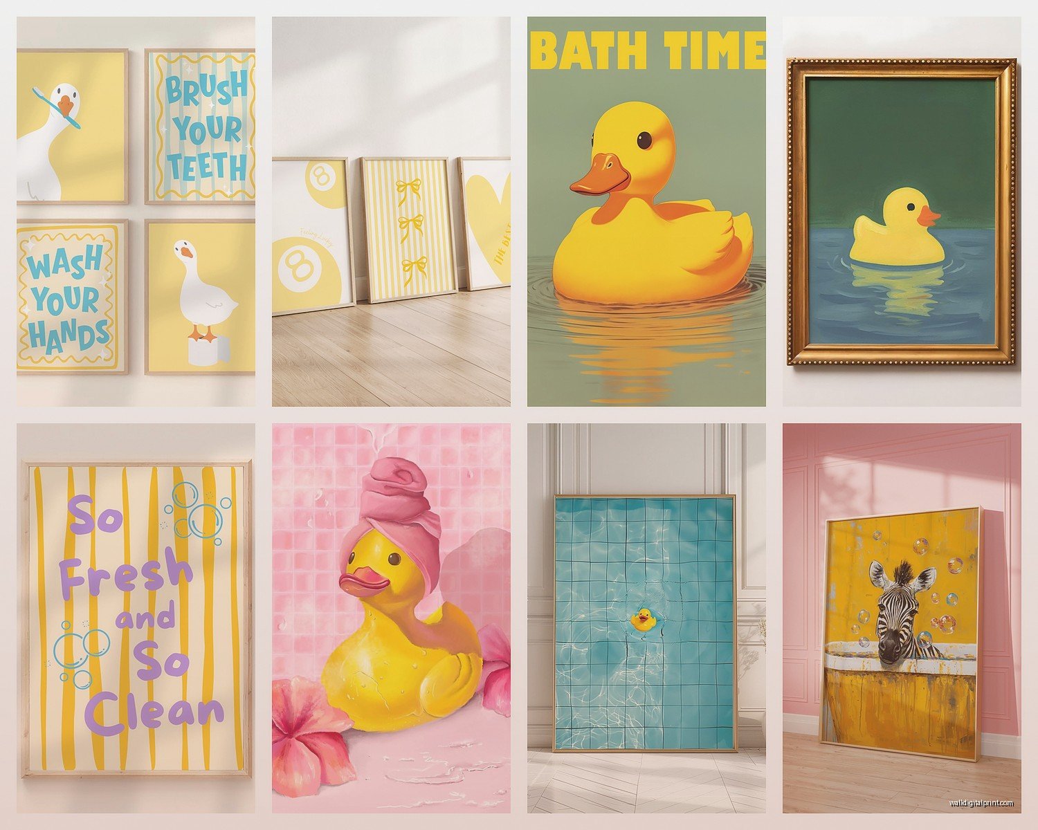 Yellow Bathroom Wall Art: Bright Cheerful Bath Decor