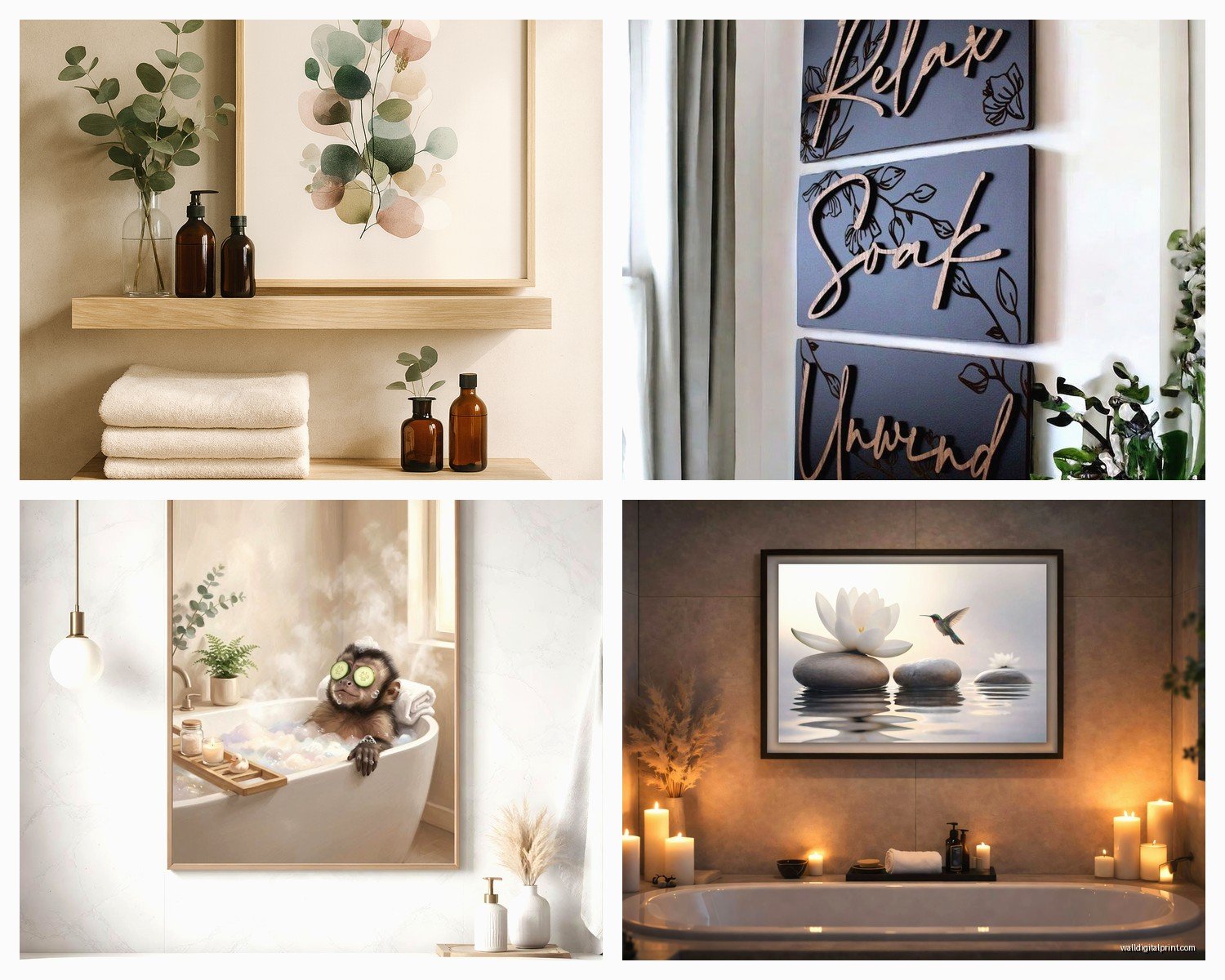 Zen Bathroom Wall Art: Peaceful Spa Meditation Decor