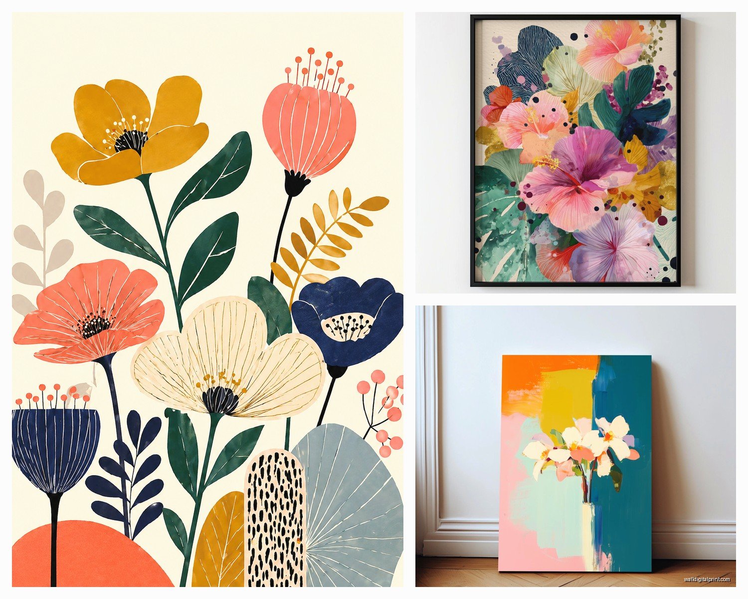 Abstract Floral Wall Art: Modern Flower Interpretation