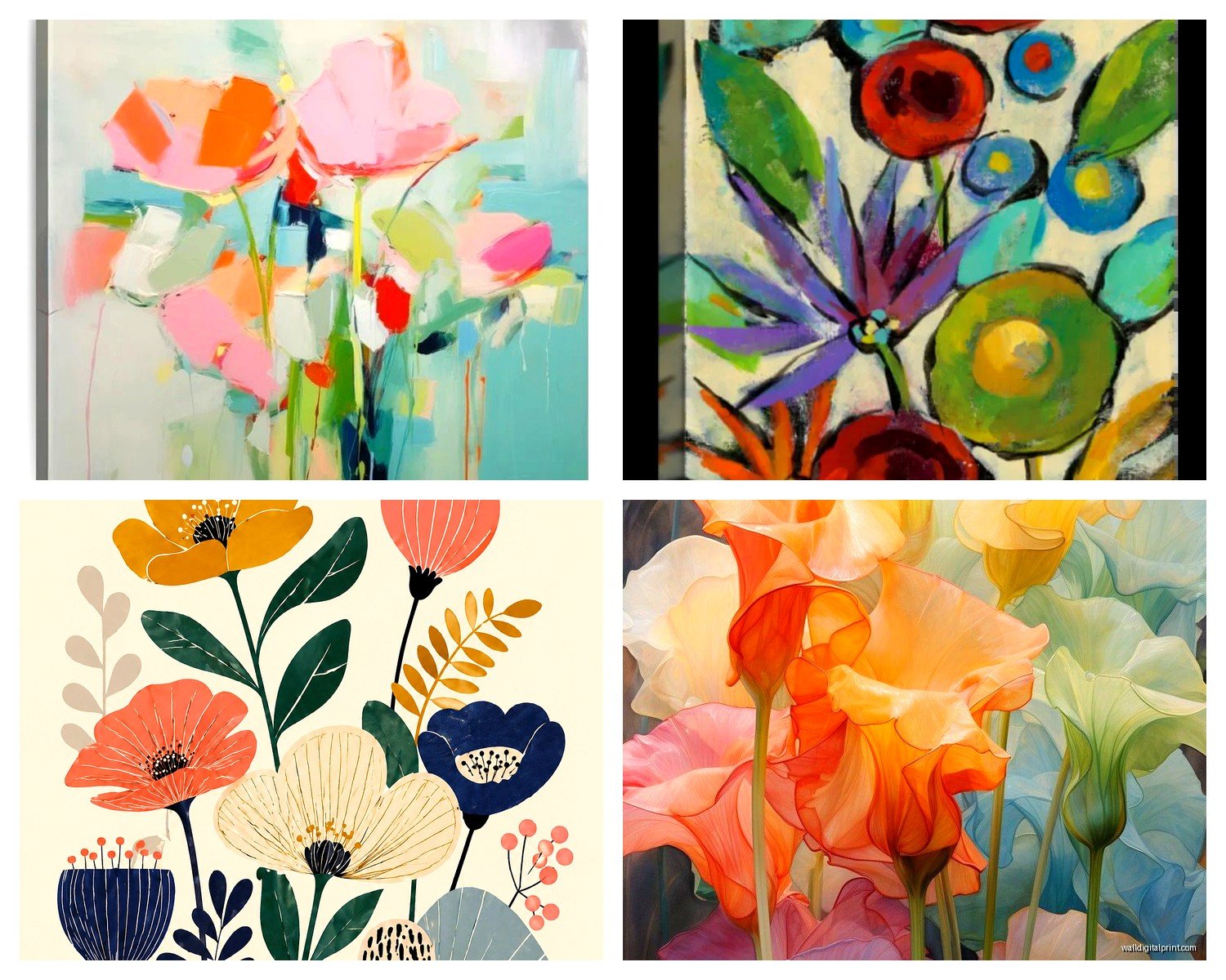 Abstract Floral Wall Art: Modern Flower Interpretation
