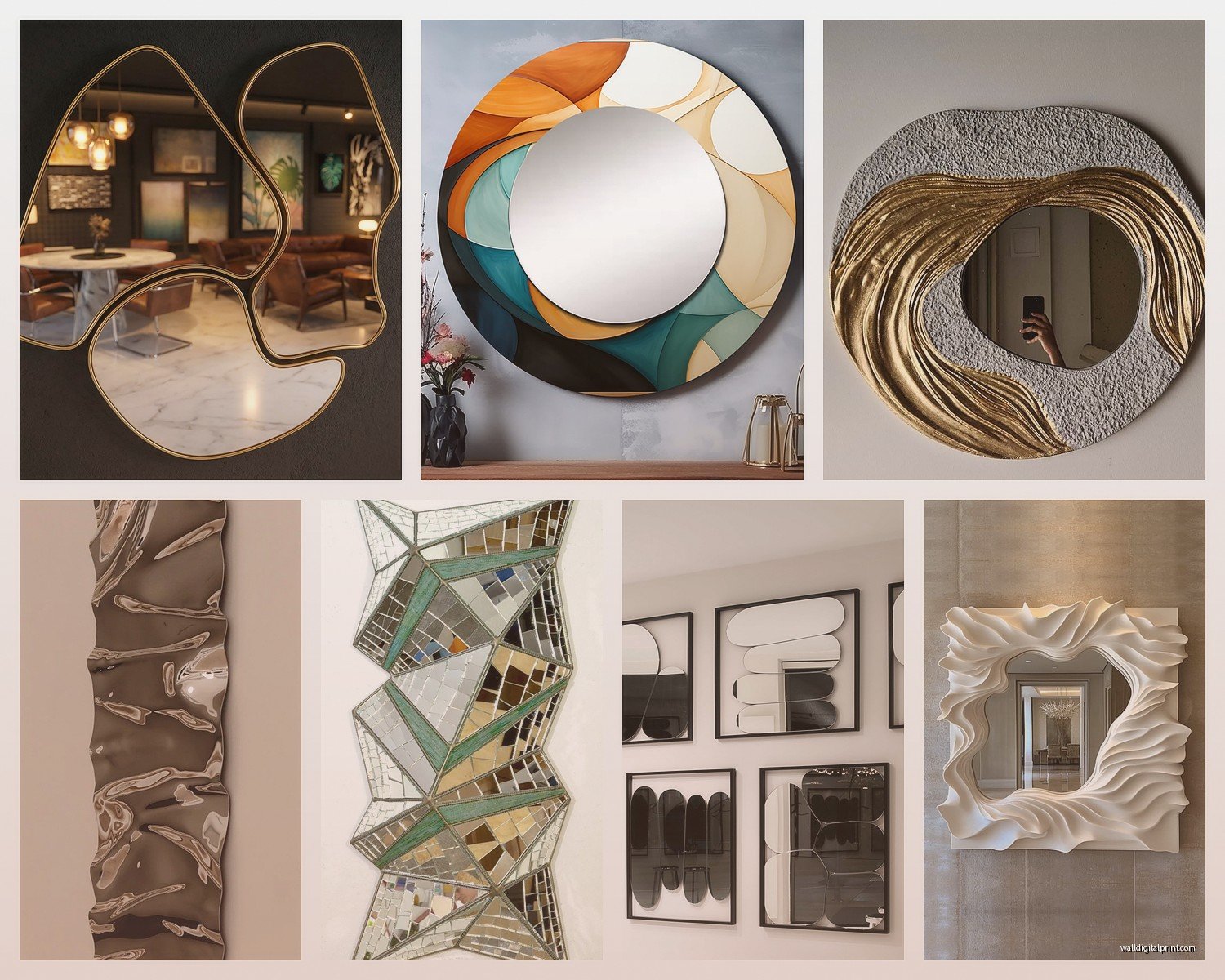 Abstract Mirror Wall Art: Reflective Modern Art Designs