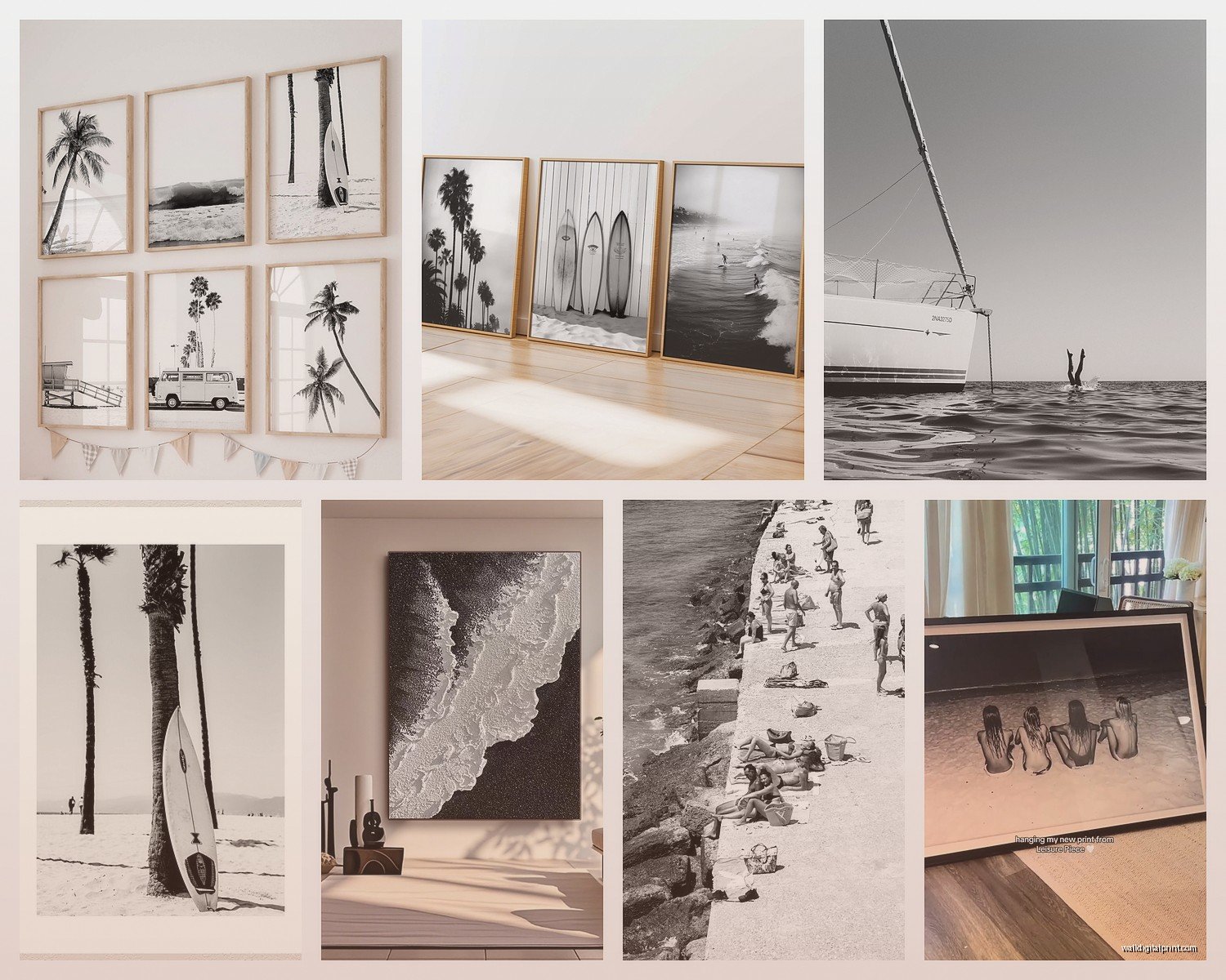 Black and White Beach Wall Art: Minimalist Coastal Photography
