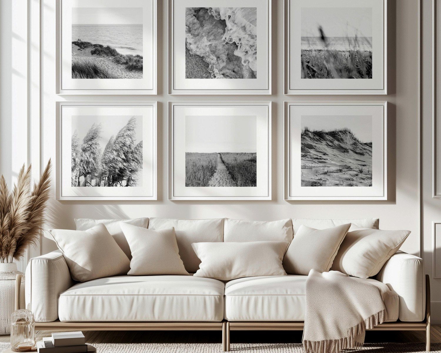 Black and White Coastal Wall Art: Minimalist Beach Photography