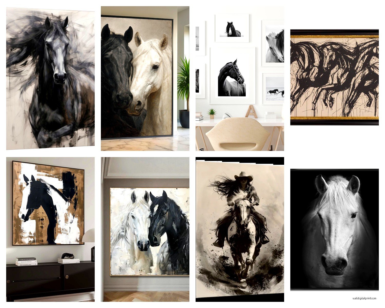 Black and White Horse Wall Art: Equestrian Monochrome