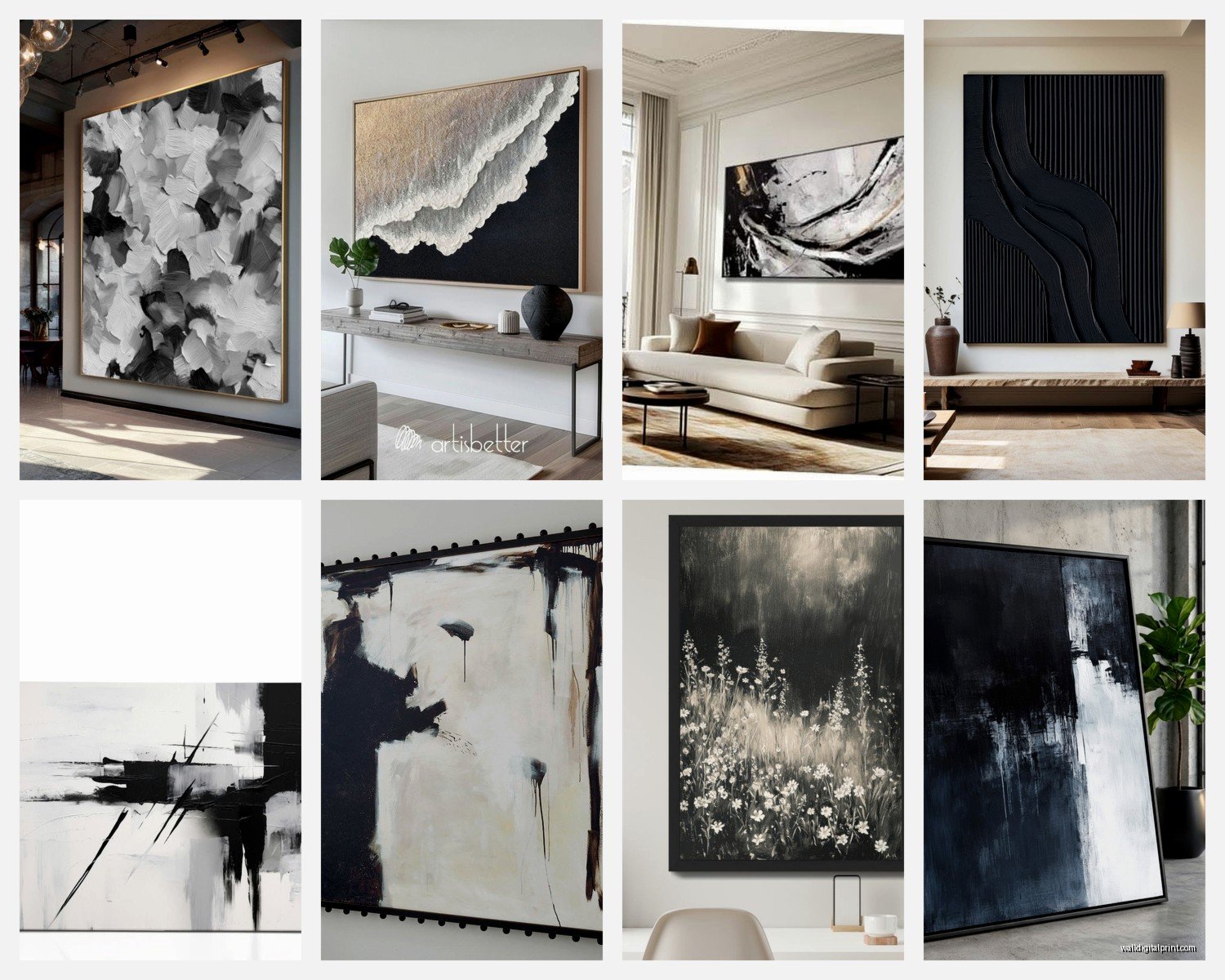 Black and White Wall Art Large: Oversized Monochrome Art