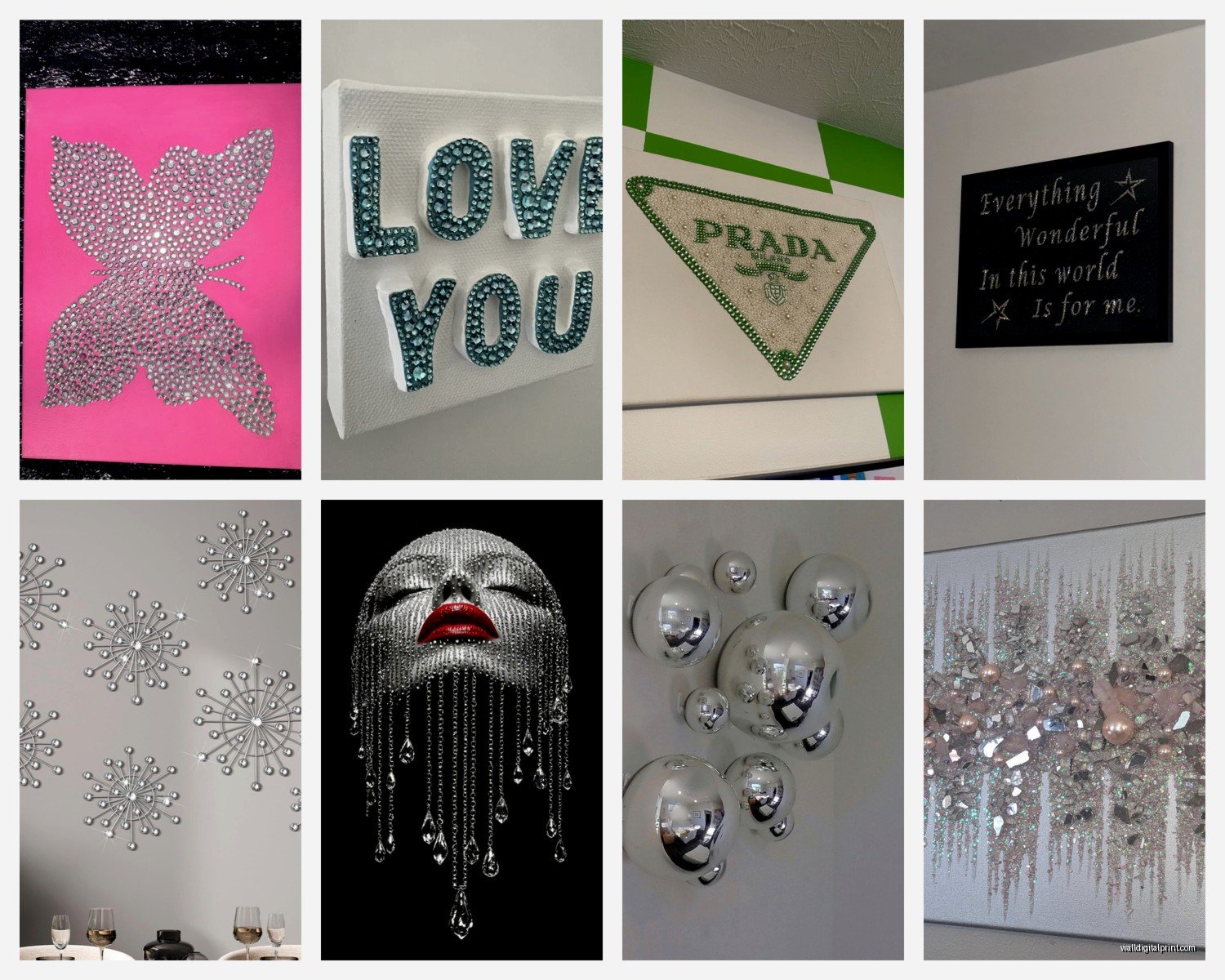 Bling Wall Art: Sparkly Glamorous Crystal Designs