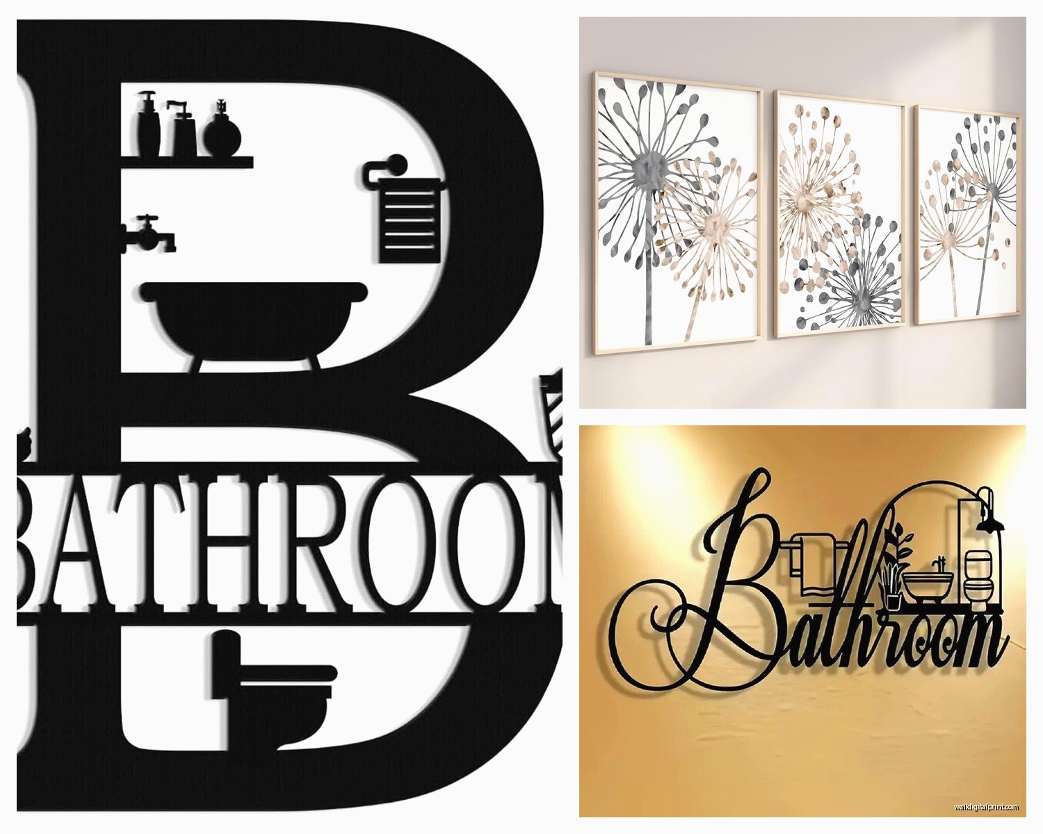 Gray Bathroom Wall Art: Neutral Contemporary Bath Decor