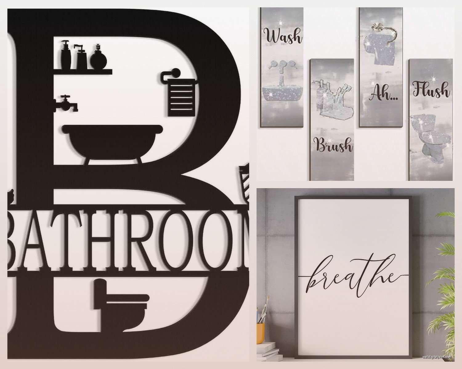 Grey Bathroom Wall Art: Neutral Bath Space Contemporary