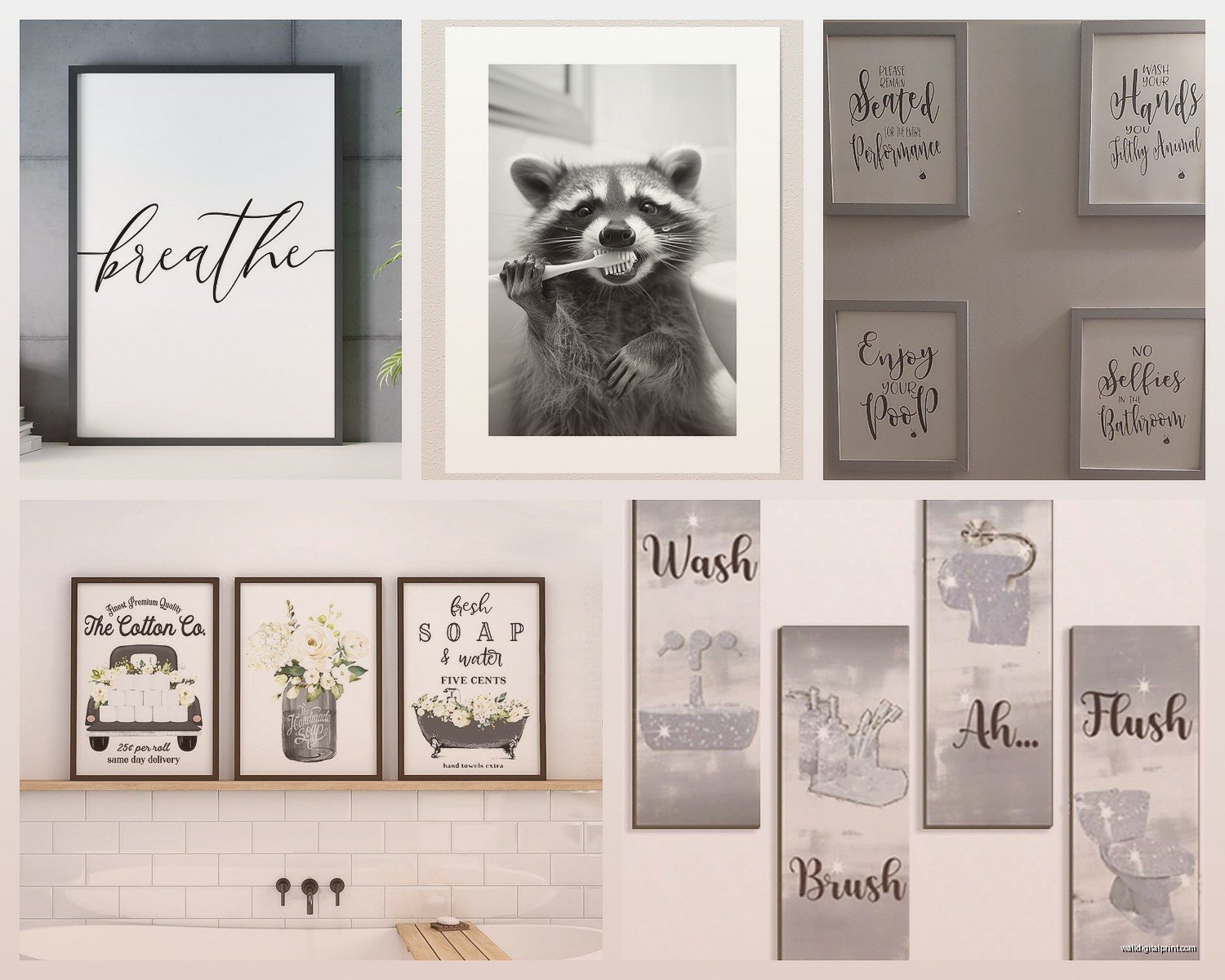 Grey Bathroom Wall Art: Neutral Bath Space Contemporary
