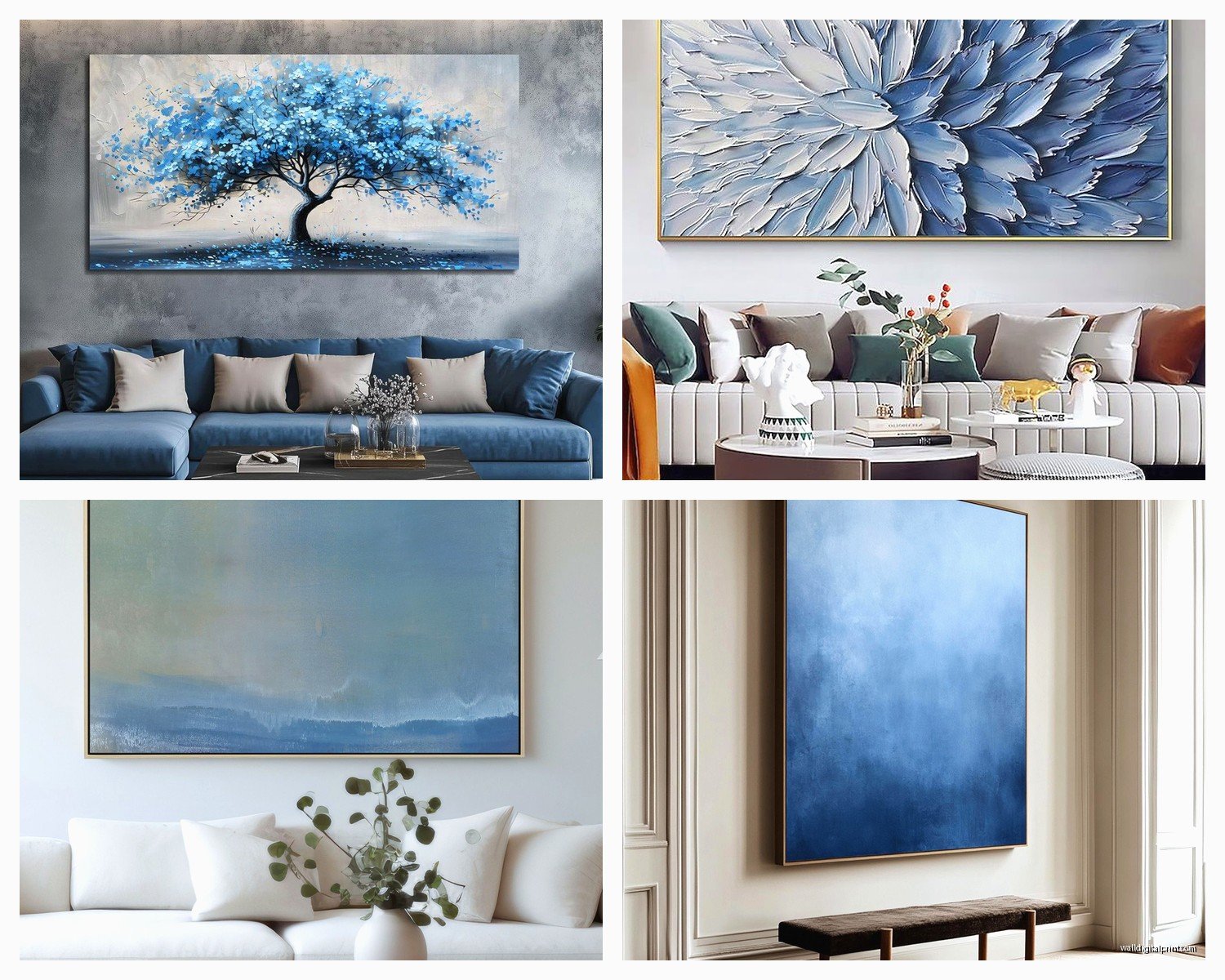 Large Blue Wall Art: Oversized Ocean Sky Color Pieces