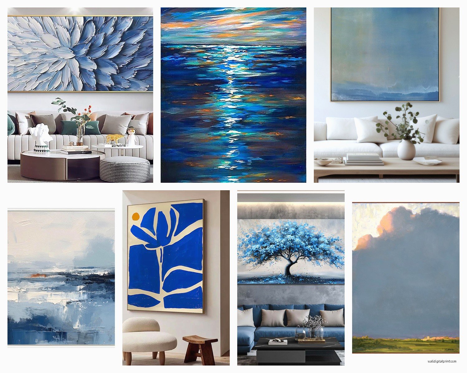 Large Blue Wall Art: Oversized Ocean Sky Color Pieces