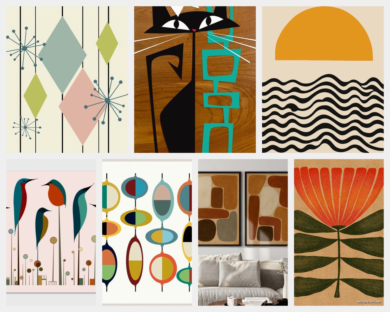 Mid Century Wall Art: 1950s-1960s Retro Modern Designs