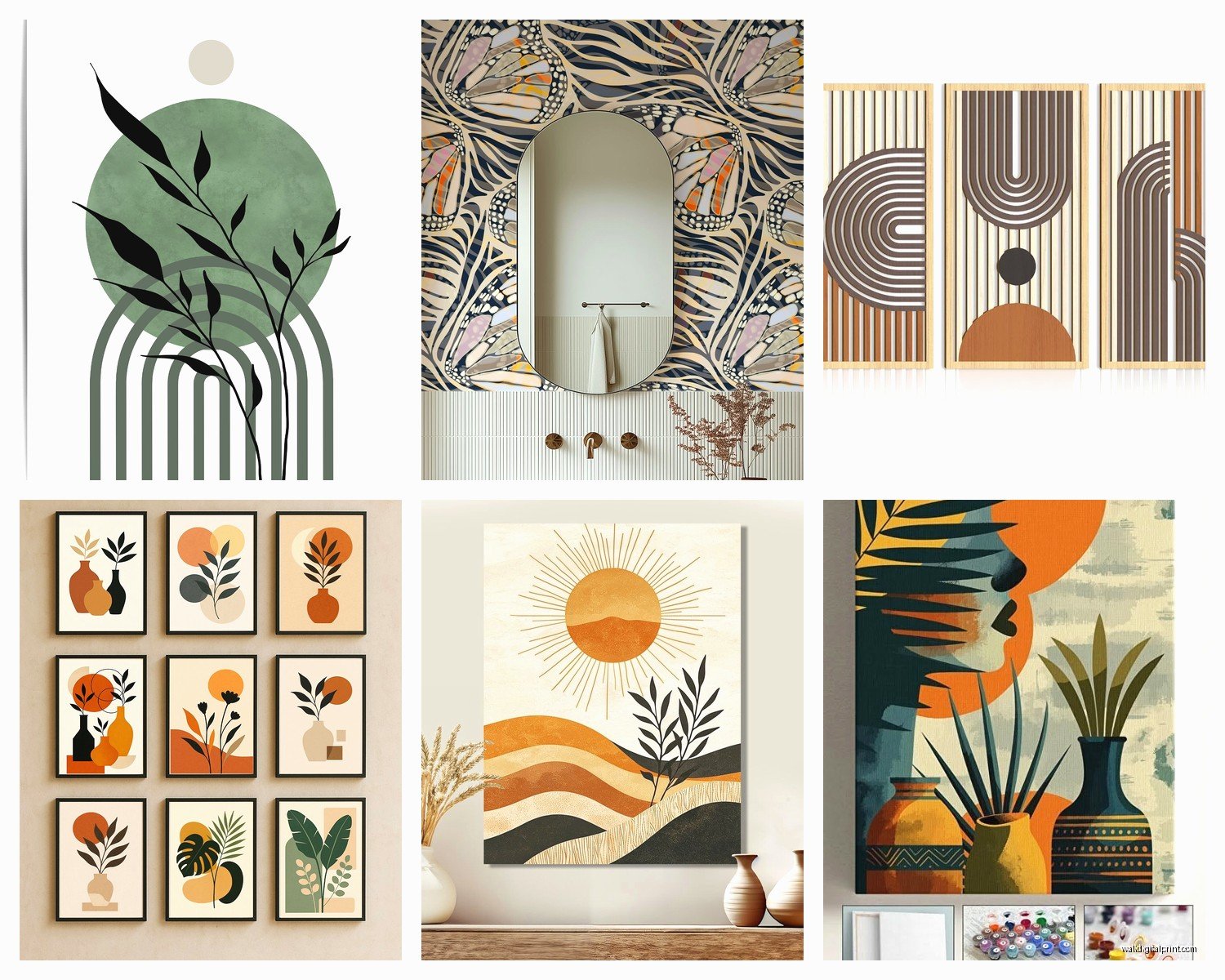 Modern Boho Wall Art: Contemporary Bohemian Eclectic Mix