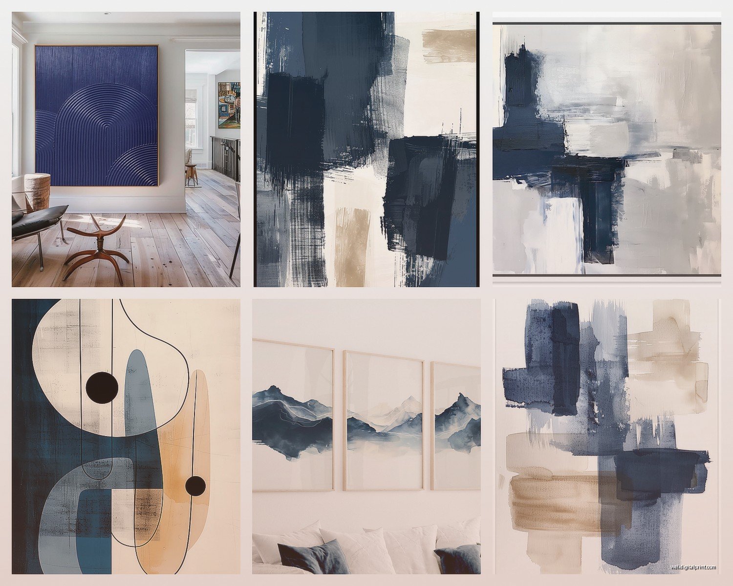 Navy Abstract Wall Art: Deep Blue Modern Designs