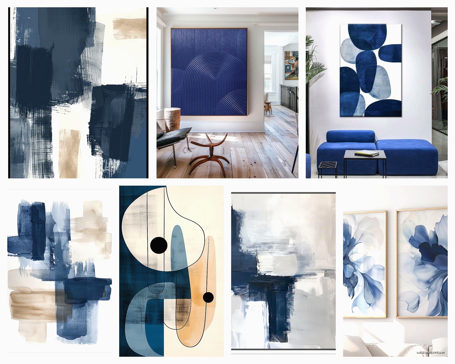 Navy Abstract Wall Art: Deep Blue Modern Designs