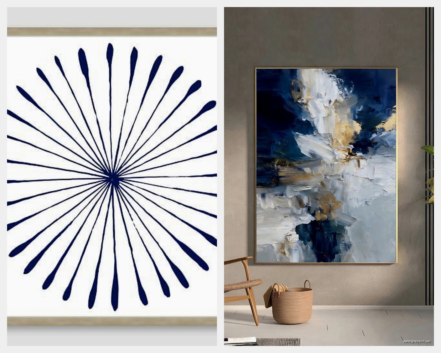 Navy Blue Abstract Wall Art: Deep Blue Modern Designs