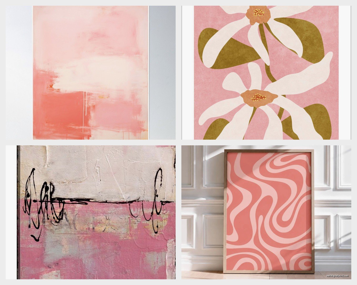 Pink Abstract Wall Art: Feminine Modern Non-Representational