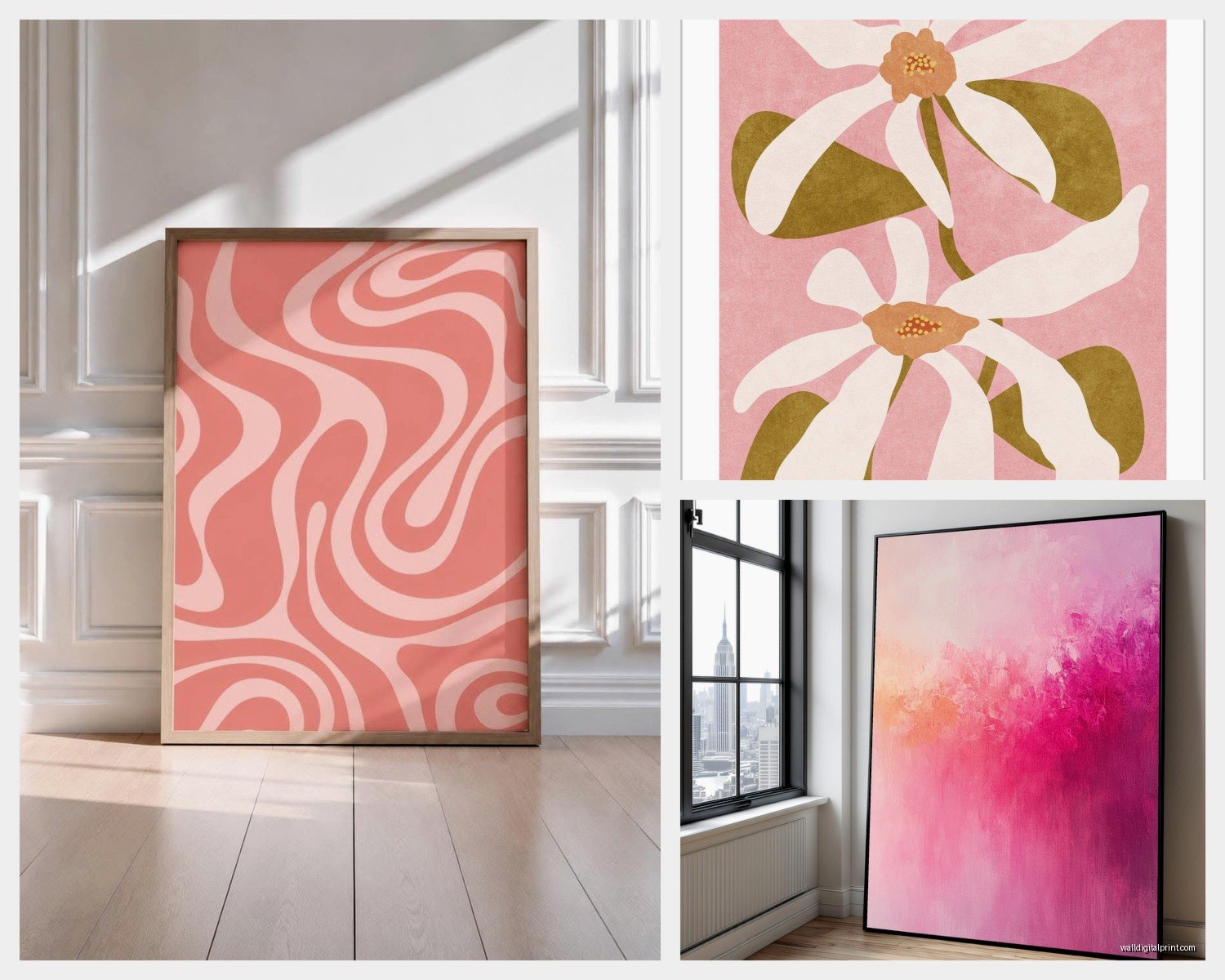 Pink Abstract Wall Art: Feminine Modern Non-Representational