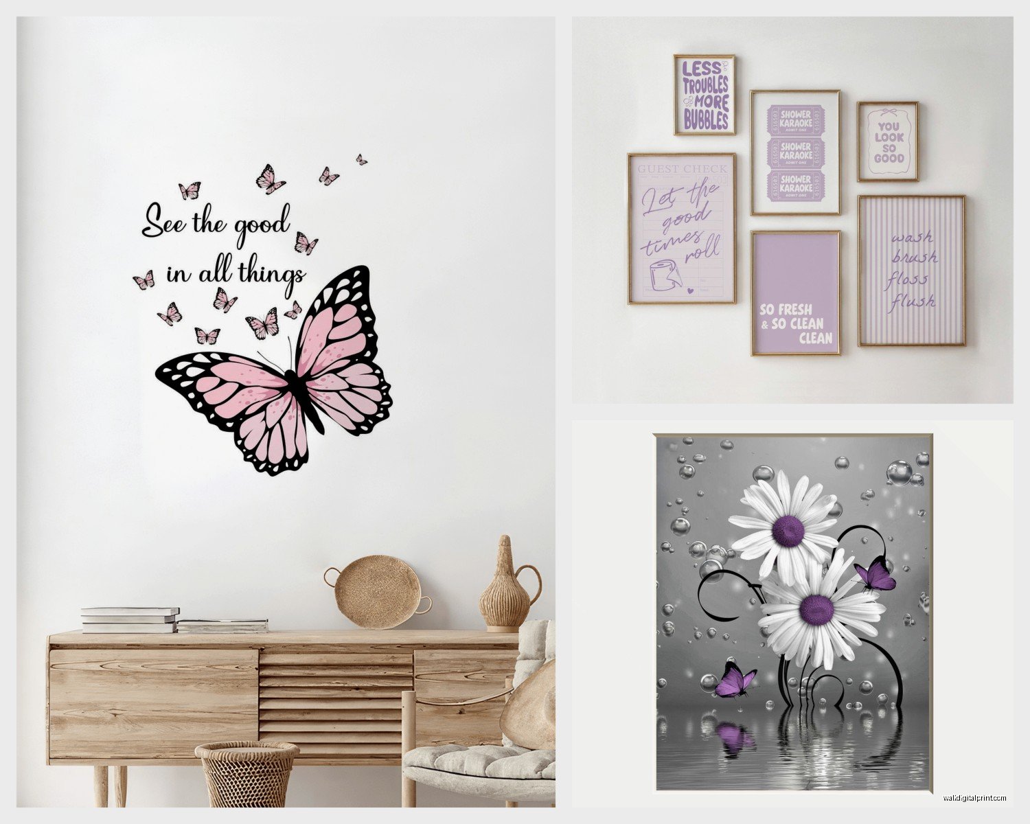 Purple Wall Art for Bathroom: Lavender Bath Space Decor
