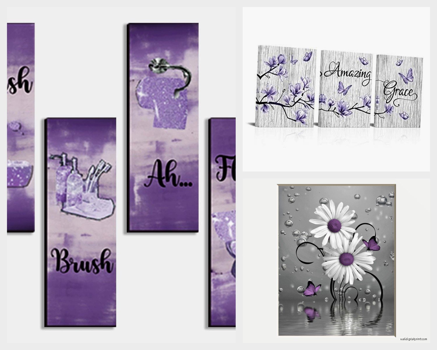Purple Wall Art for Bathroom: Lavender Bath Space Decor