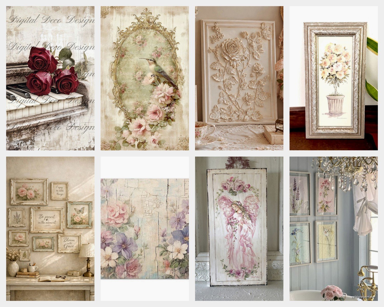 Shabby Chic Wall Art: Distressed Vintage Feminine Decor
