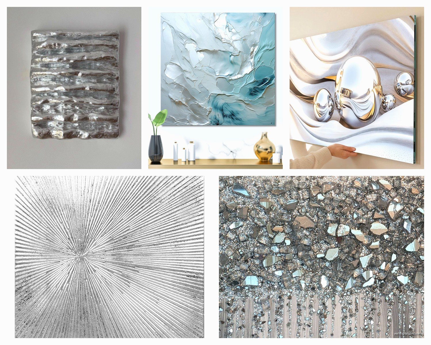 Silver Abstract Wall Art: Metallic Modern Non-Representational