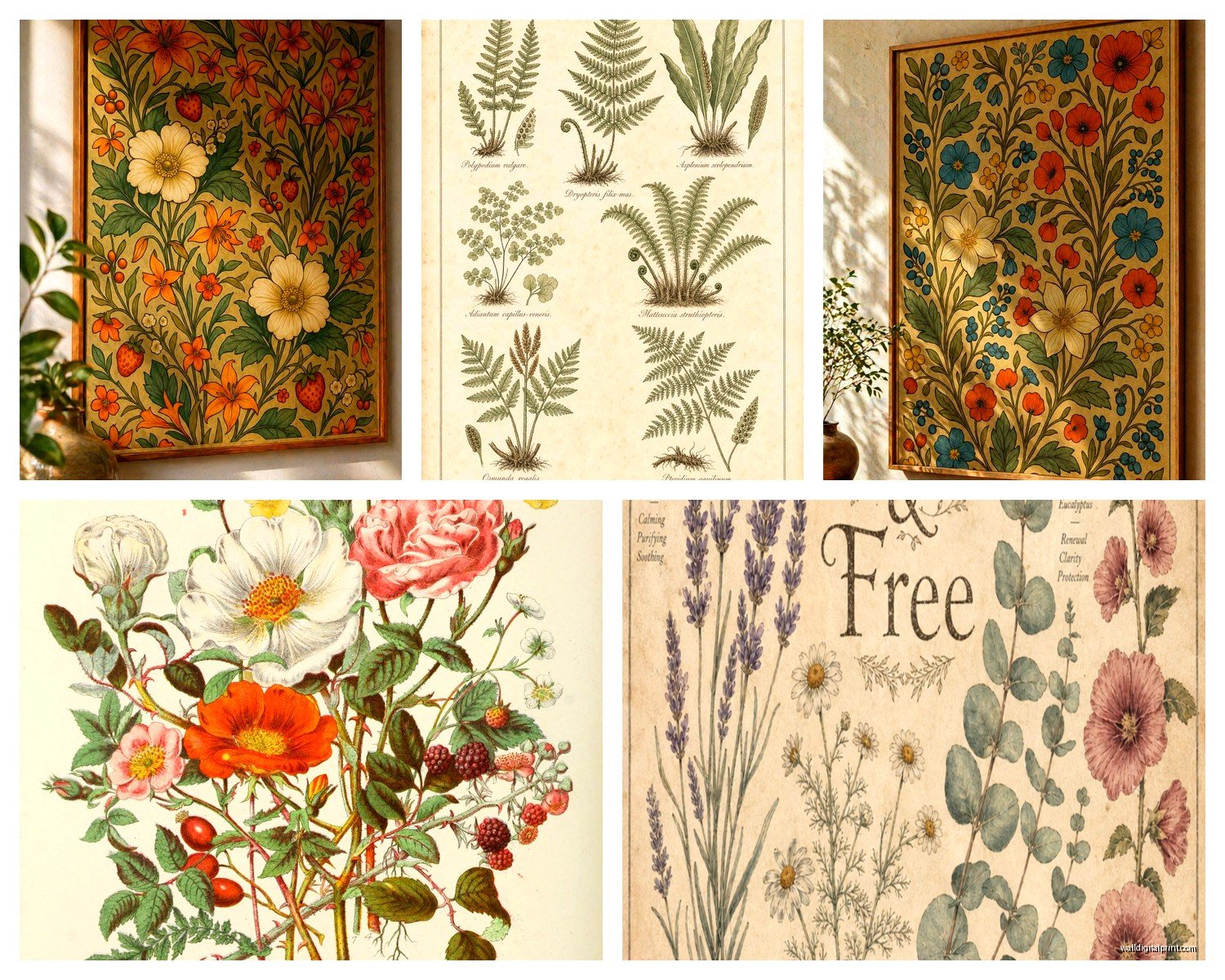 Vintage Botanical Wall Art: Antique Plant Illustrations