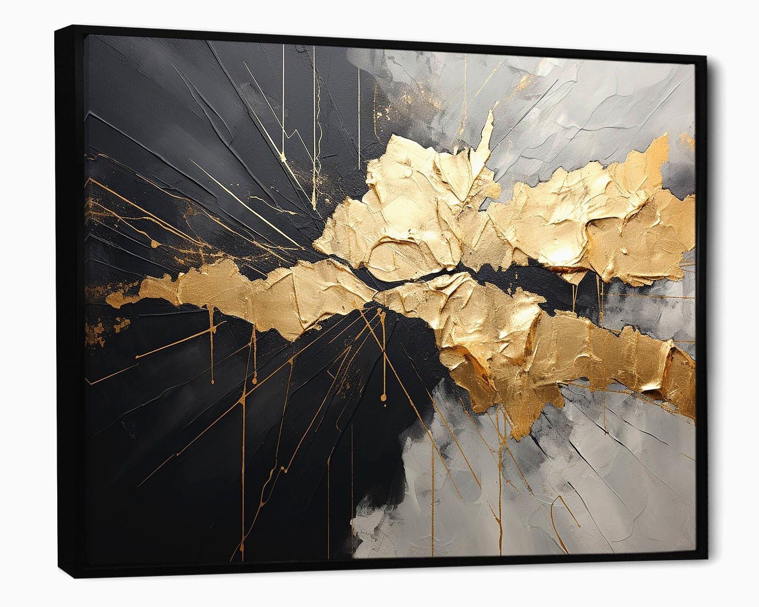 Black and Gold Abstract Wall Art: Luxury Modern Contrast