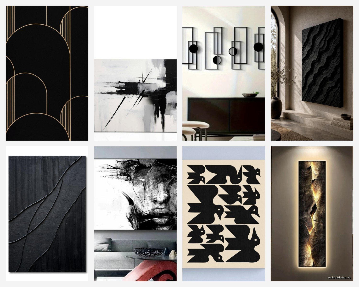 Black Modern Wall Art: Dark Contemporary Bold Statement