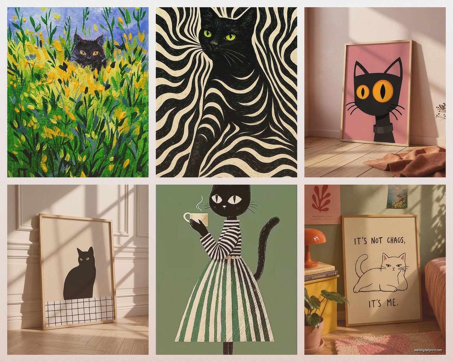 Cat Wall Art: Feline Decor & Whimsical Cat Portraits