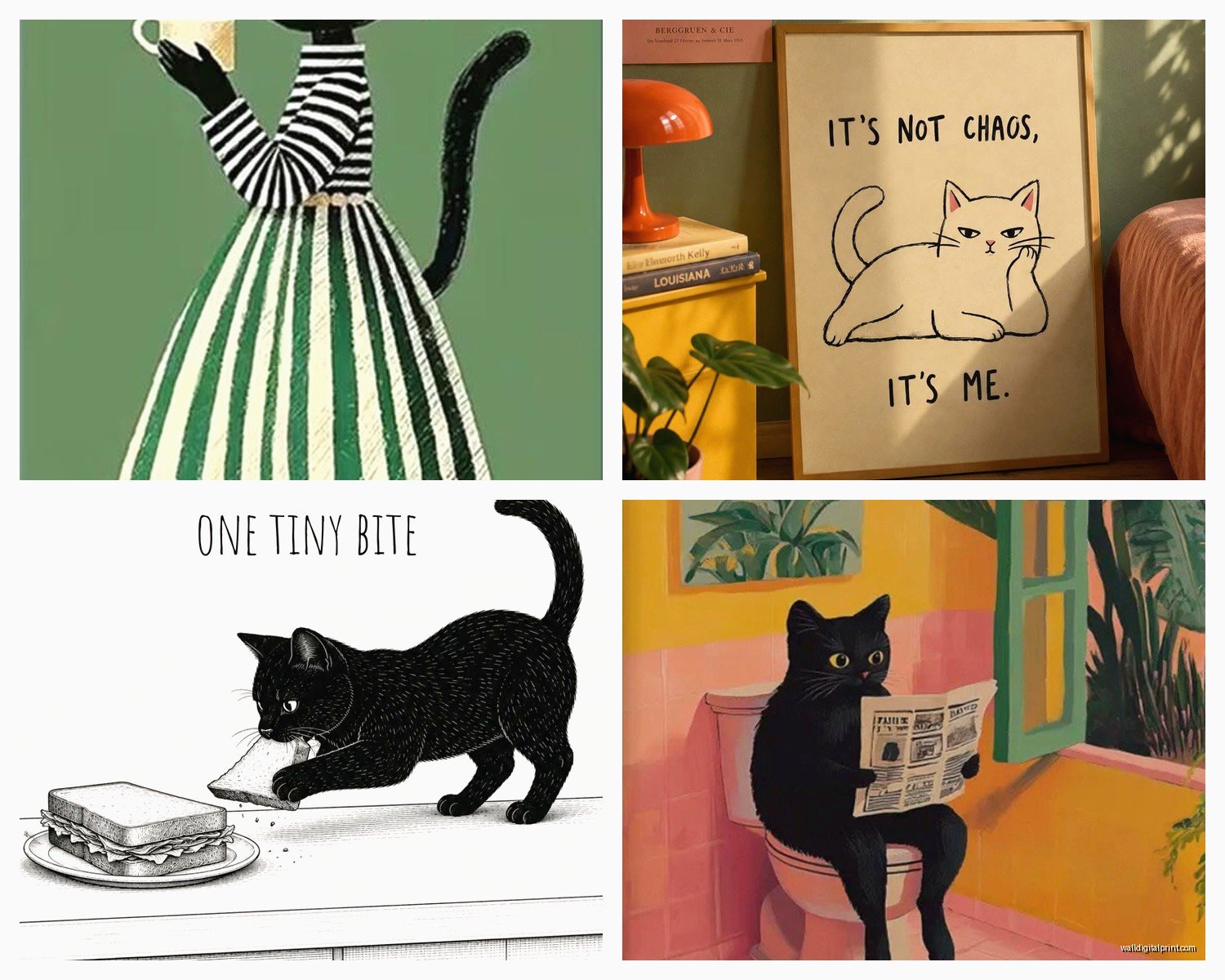 Cat Wall Art: Feline Decor & Whimsical Cat Portraits