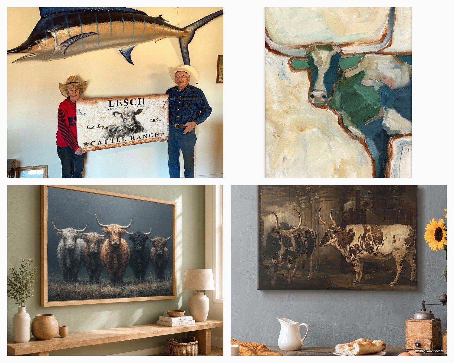 Cattle Wall Art: Ranch Cow Farmhouse Decor