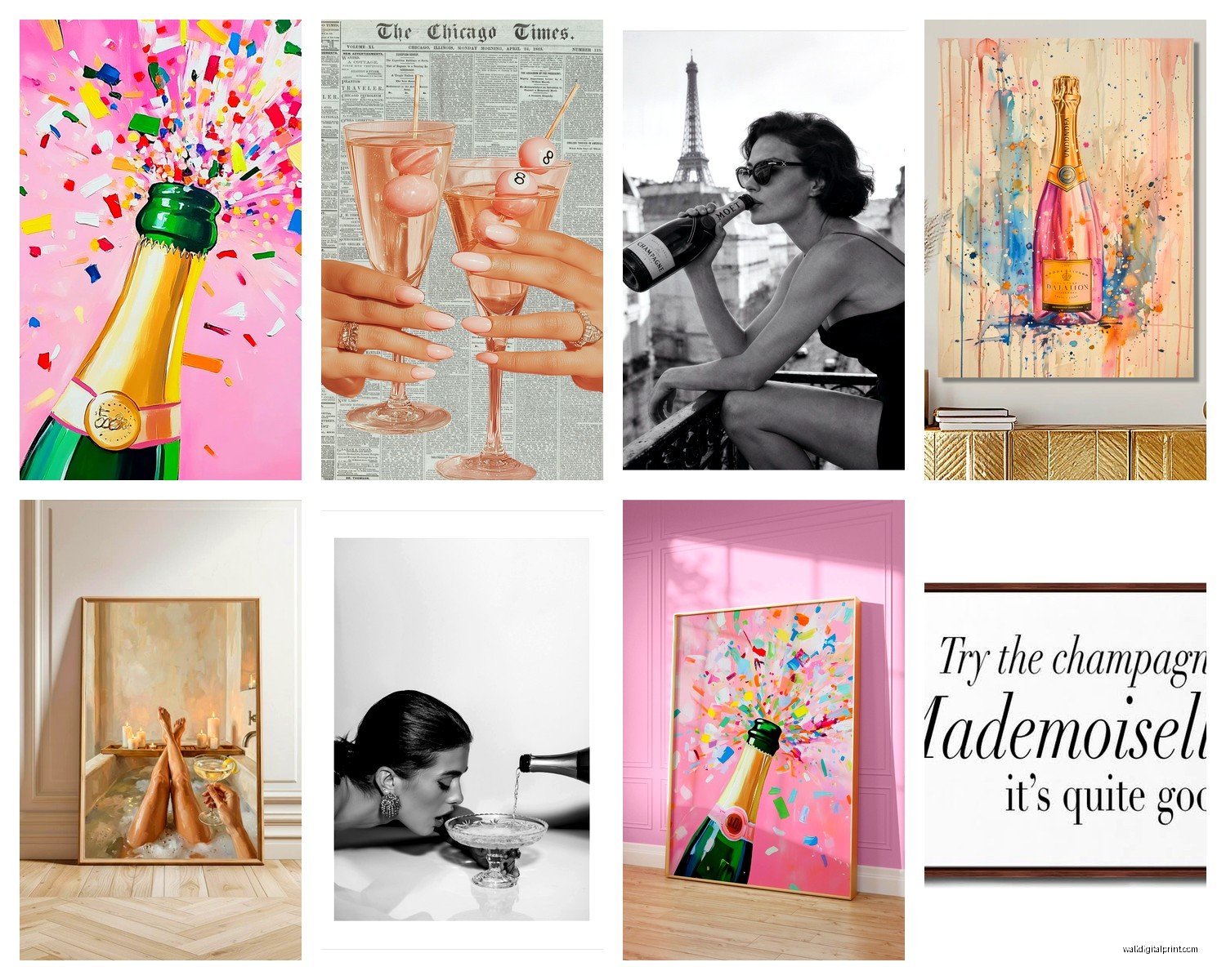 Champagne Wall Art: Luxury Celebration Bar Decor
