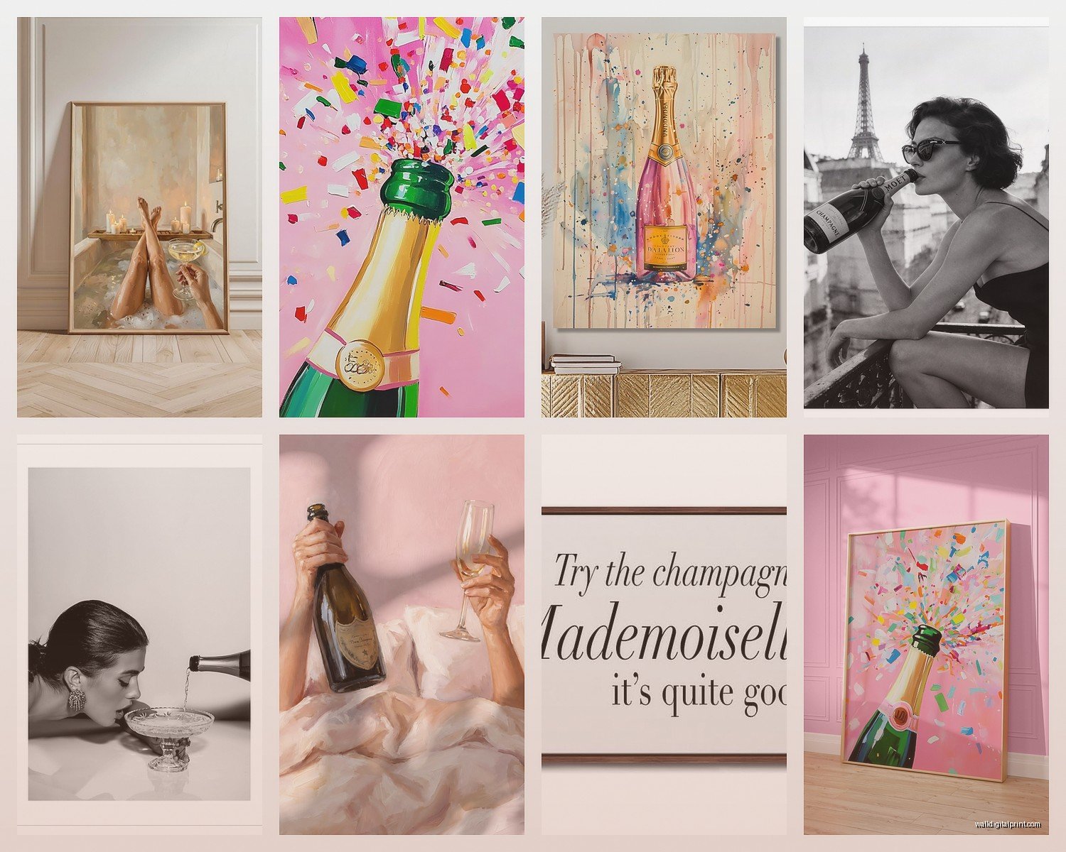 Champagne Wall Art: Luxury Celebration Bar Decor