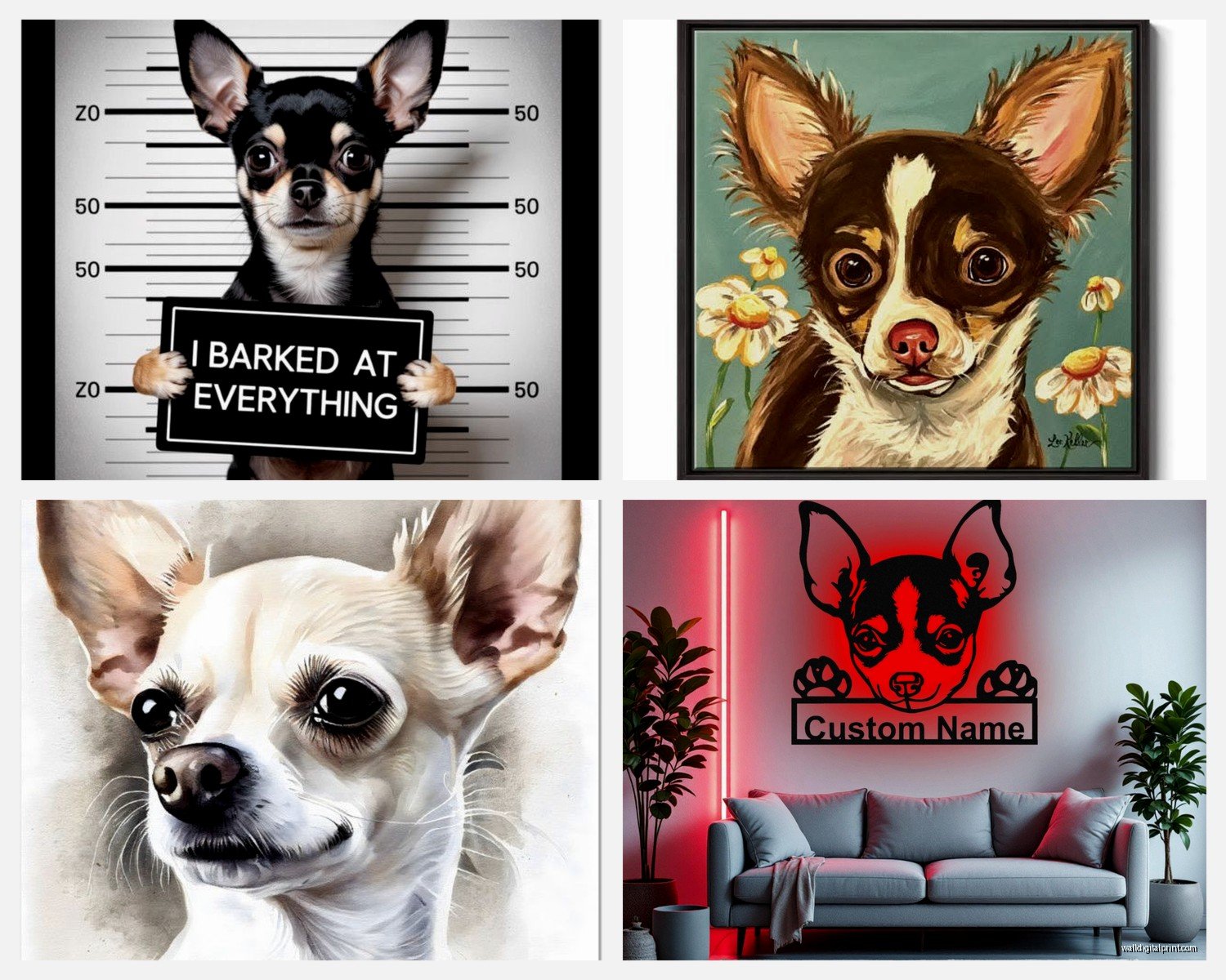 Chihuahua Wall Art: Small Dog Breed Portrait Decor