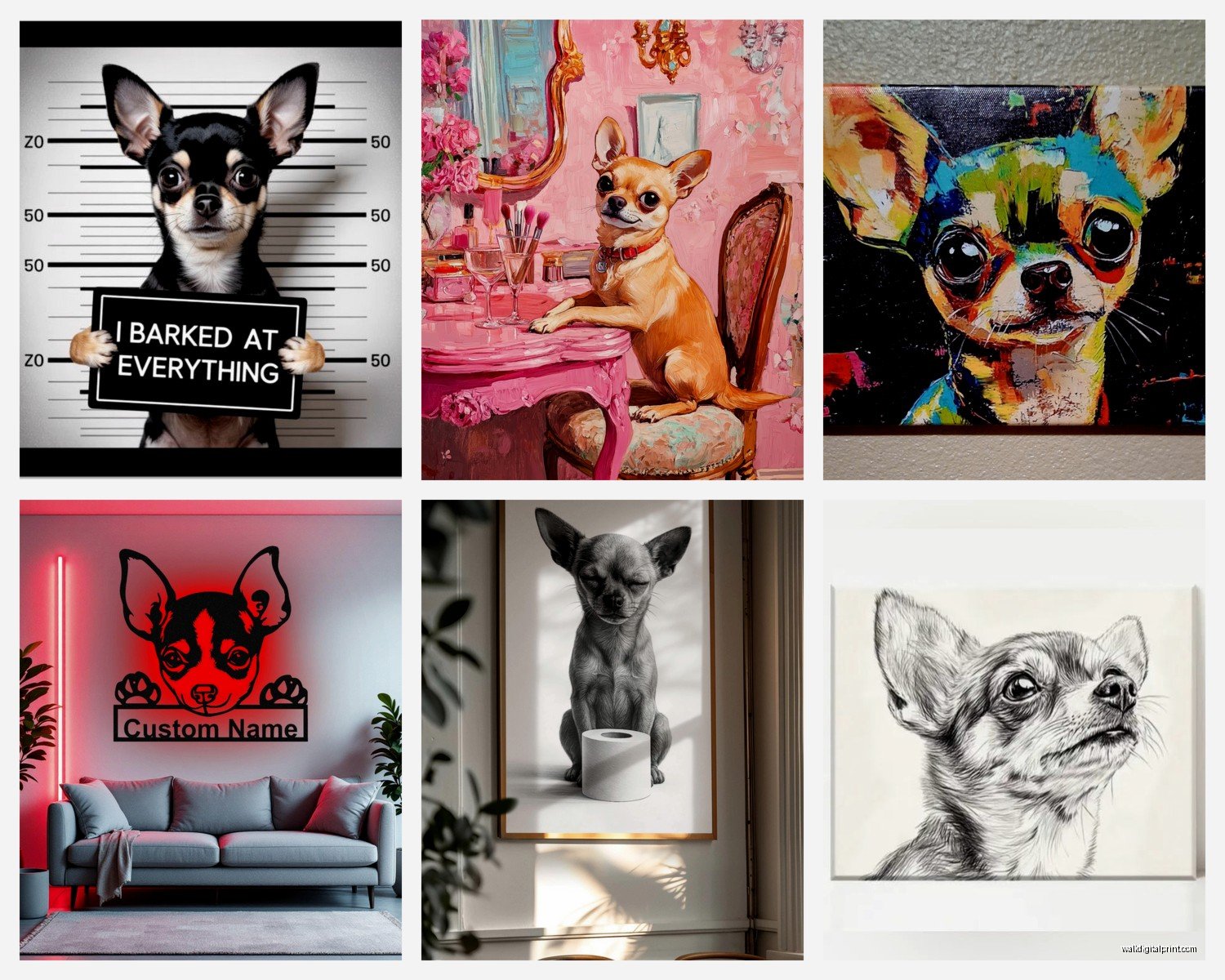 Chihuahua Wall Art: Small Dog Breed Portrait Decor