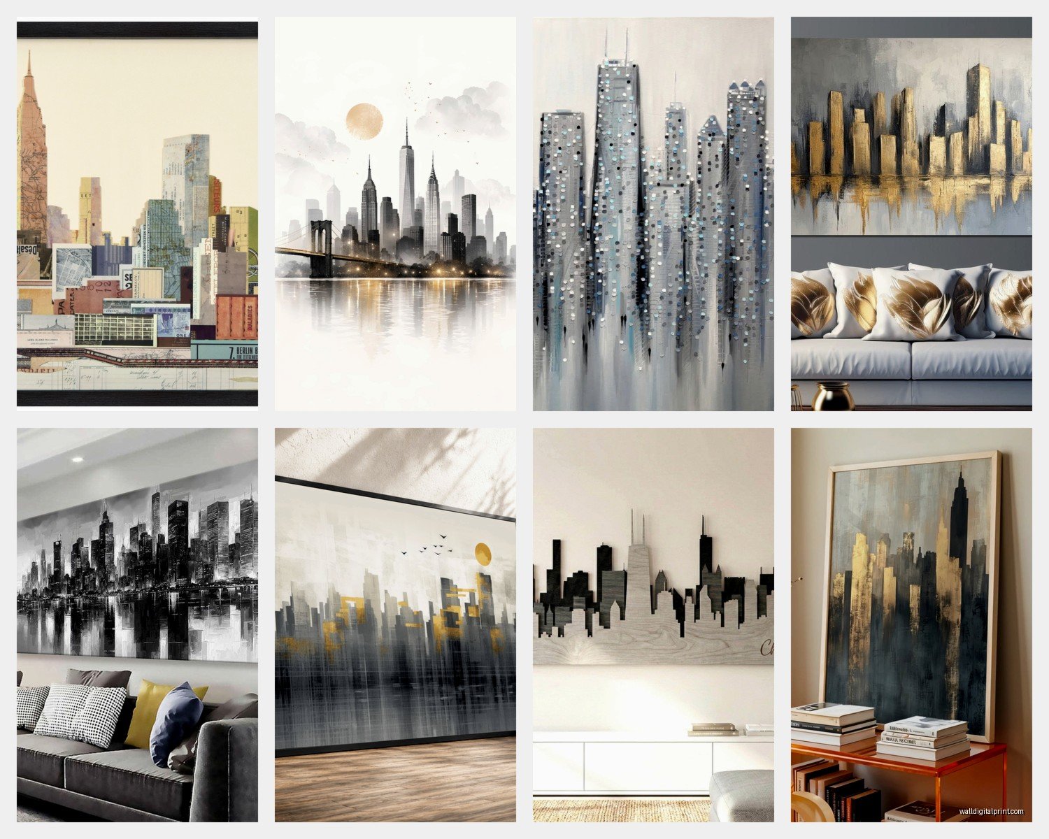 City Skyline Wall Art: Urban Architecture Silhouettes