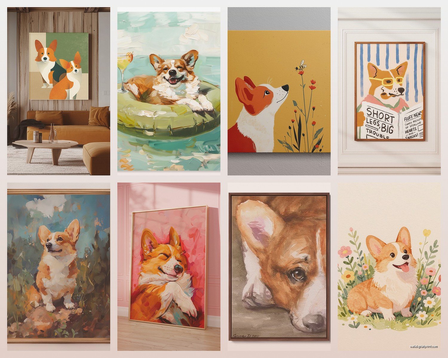Corgi Wall Art: Welsh Dog Breed Portrait Decor