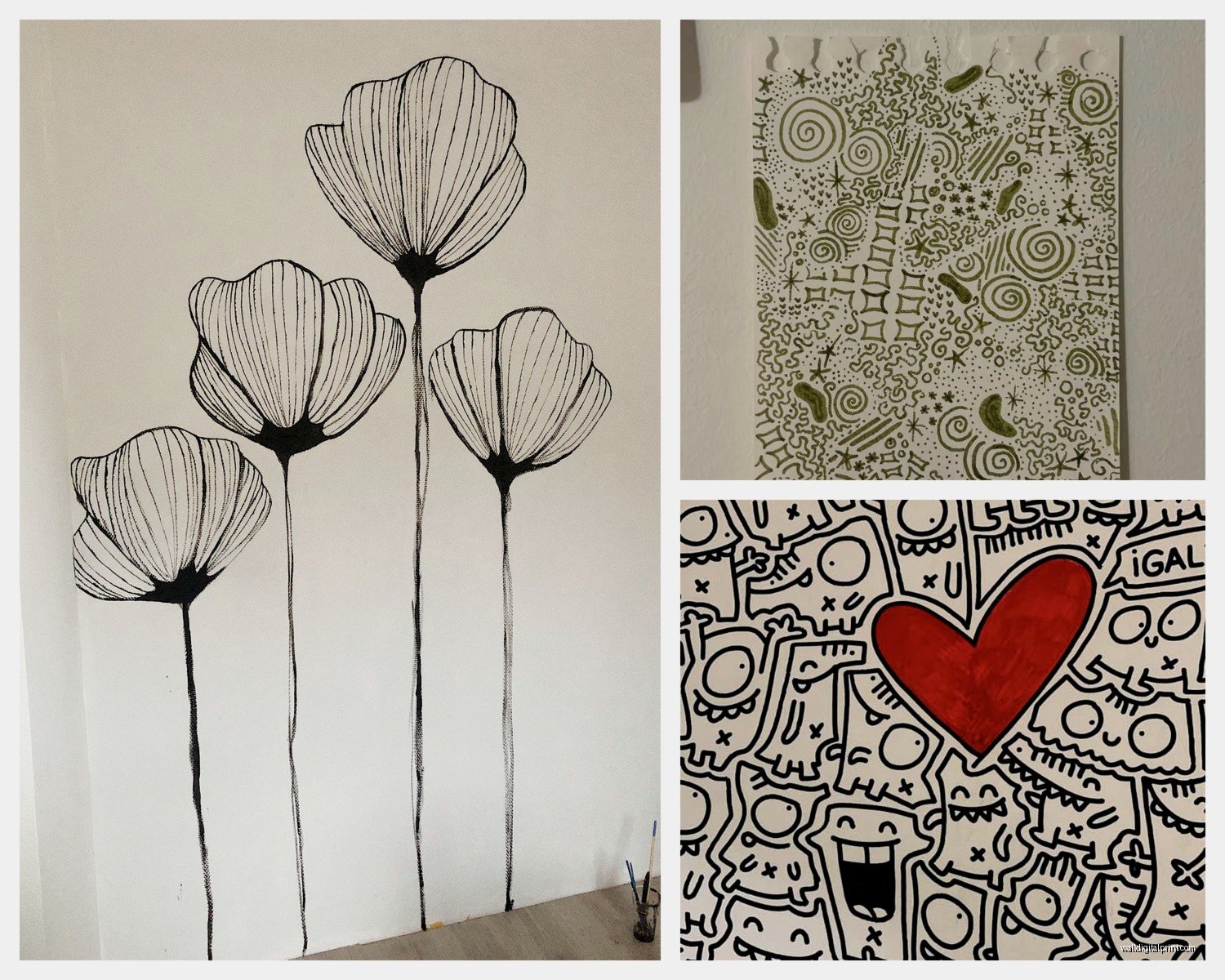 Doodle Wall Art: Sketch & Line Drawing Illustrations
